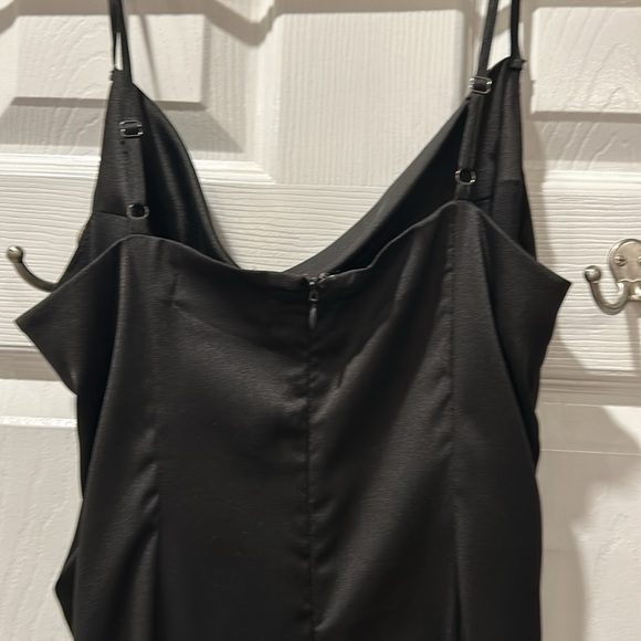 Classy Black Satin Dress - Cowl Neck - Picture 4 of 5